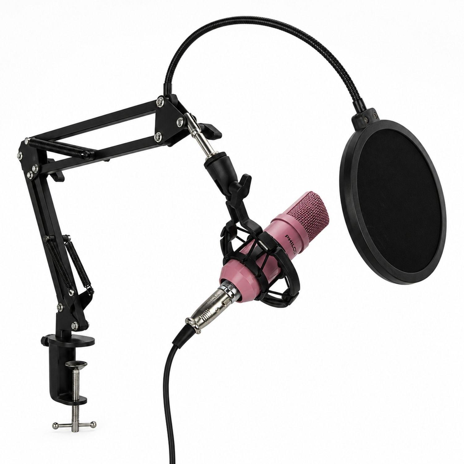 KIT STUDIO MICROPH C/SOP/POP/STAND/USB SOUND CARD ROSADO-0