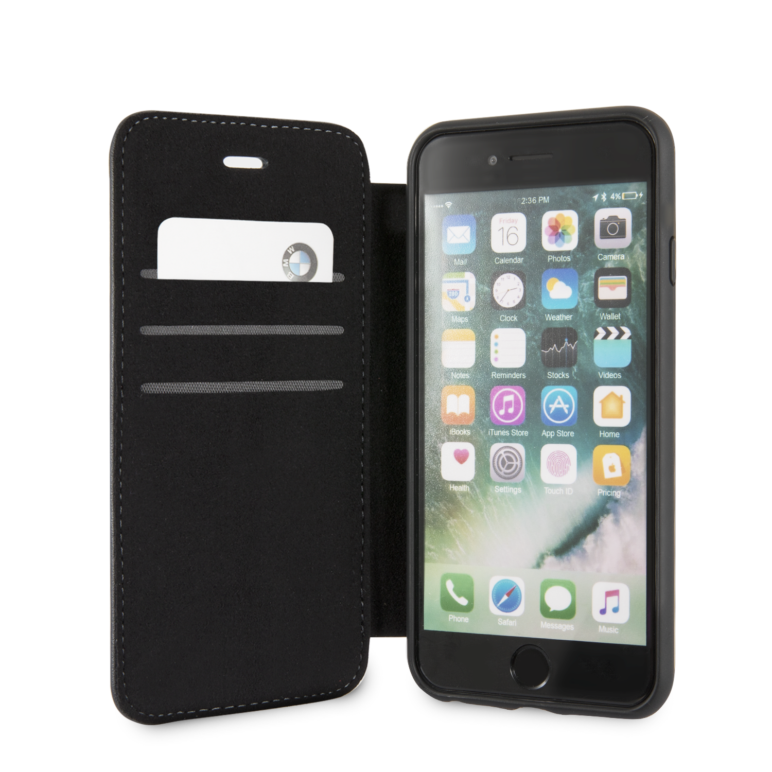 CARCASA BOOK BMW P/IPHONE 7/8 CUERO PU NEGRO BMFLBKI8LLSB-2