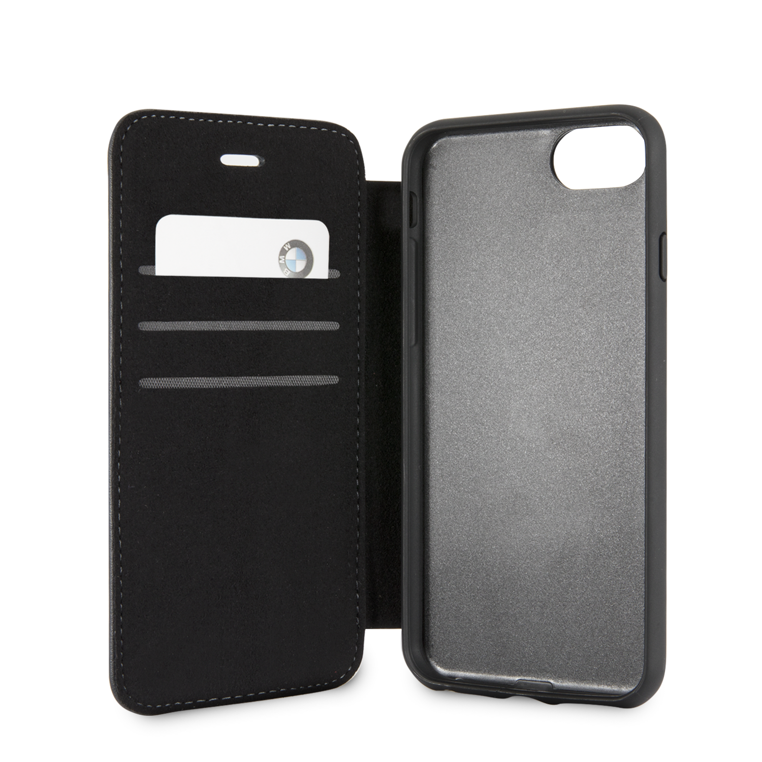 CARCASA BOOK BMW P/IPHONE 7/8 CUERO PU NEGRO BMFLBKI8LLSB-3