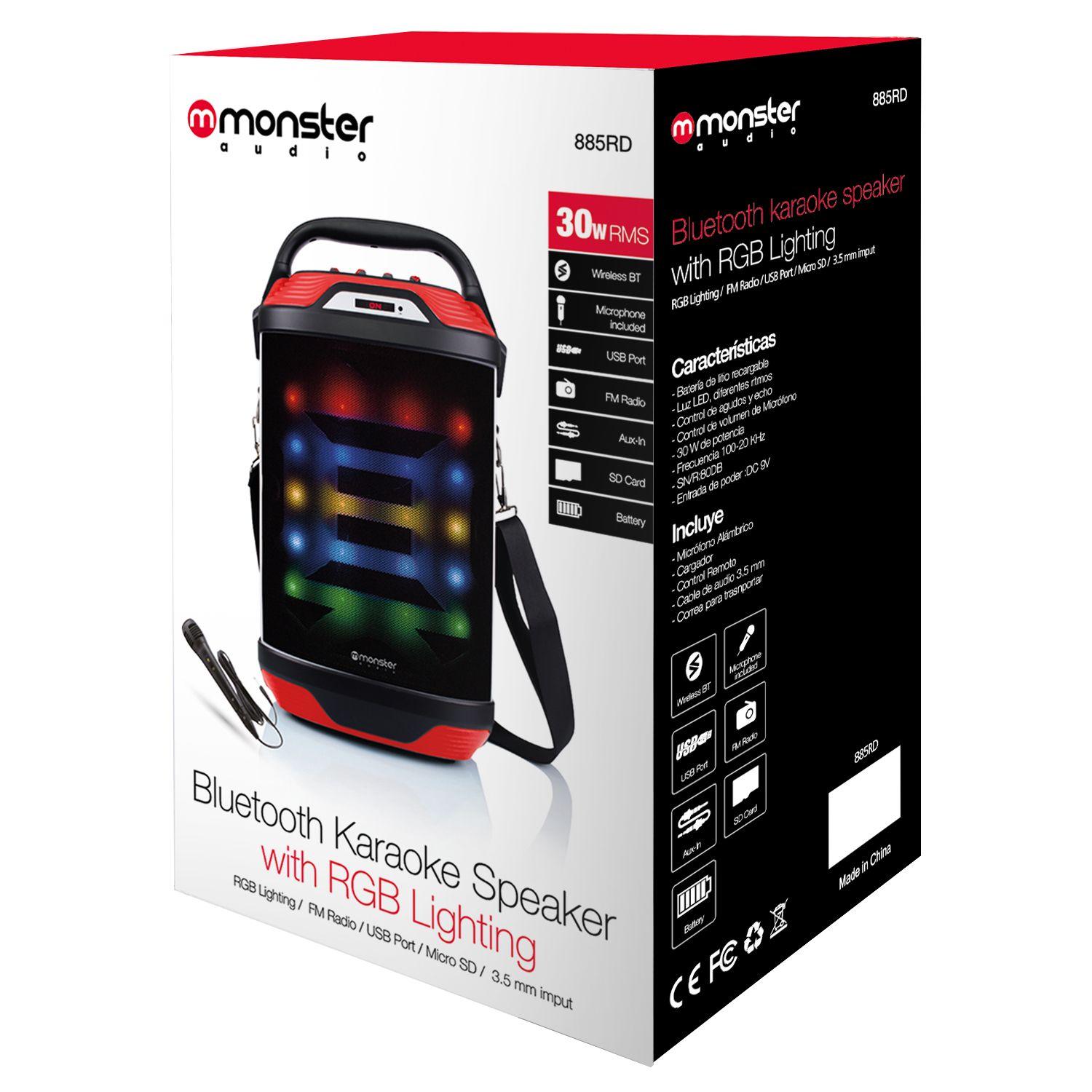 Parlante Karaoke Monster Bluetooth LED 885 Open Box-0