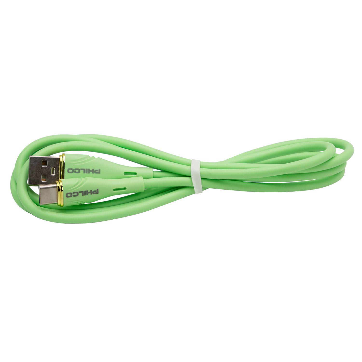 Cable Philco USB-A a USB-C 1,2 m Verde-1