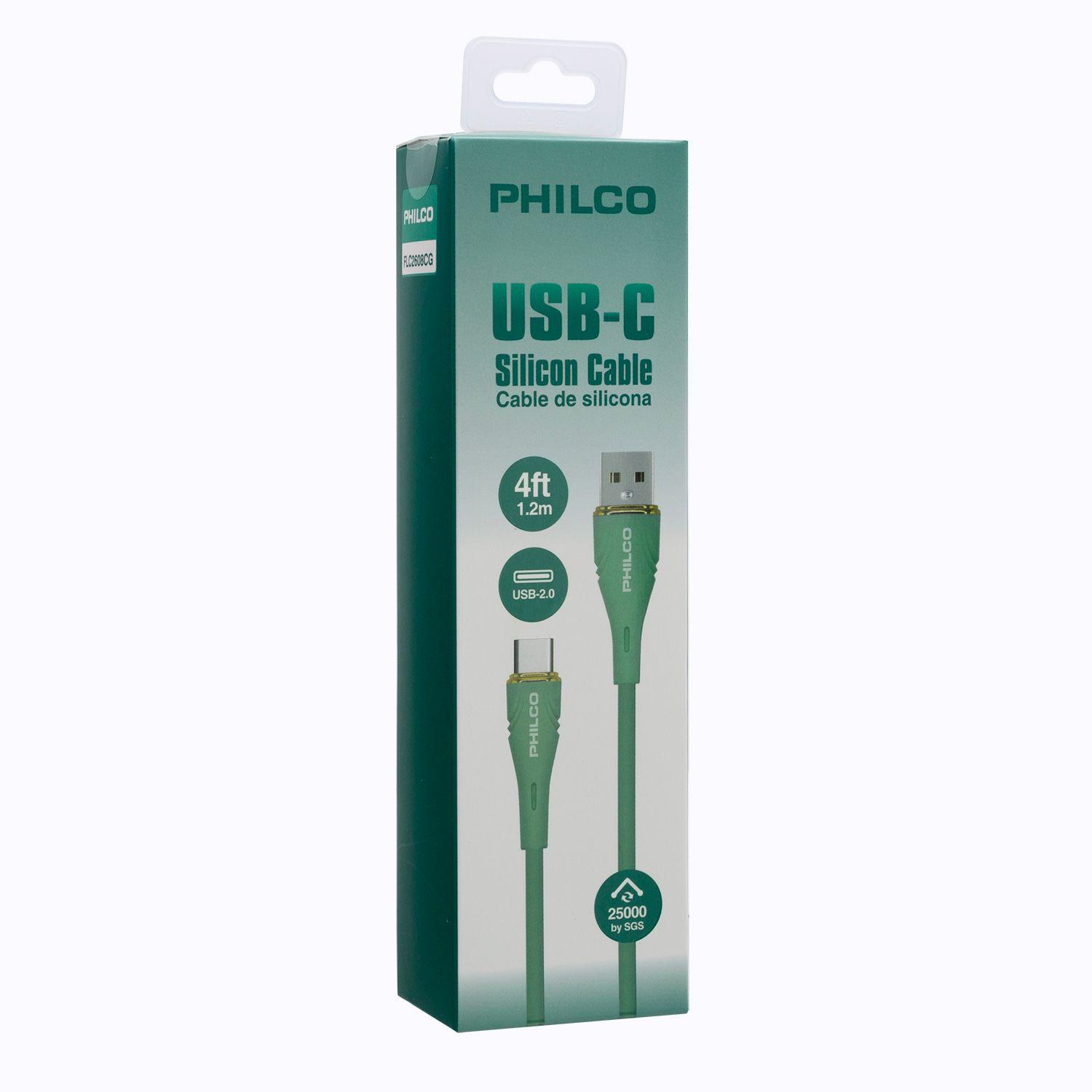 Cable Philco USB-A a USB-C 1,2 m Verde-2
