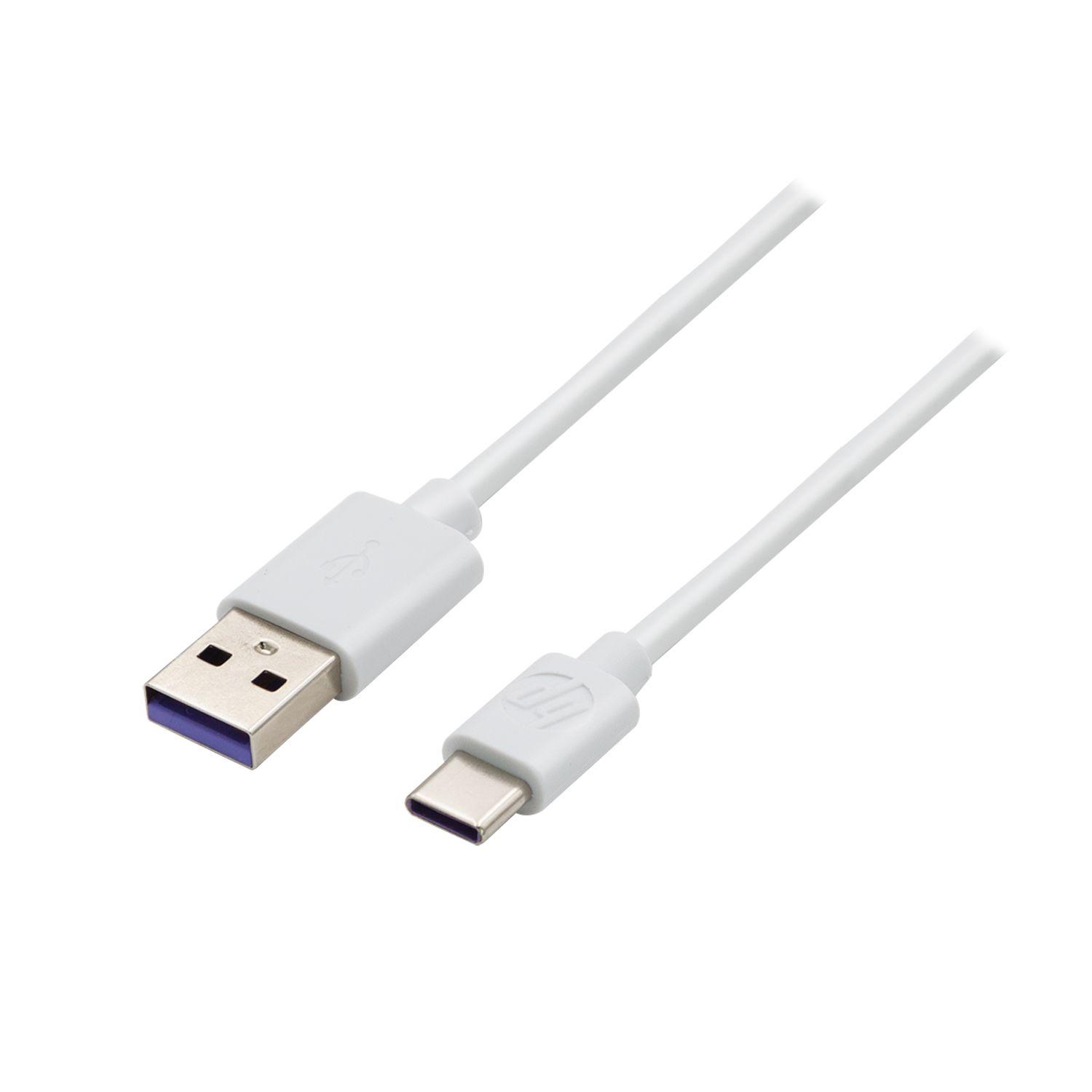 CABLE USB C TIPO C HP 2.0 2 METROS CARGA DATOS CELULAR ATRIX COLOR BLANCO-2