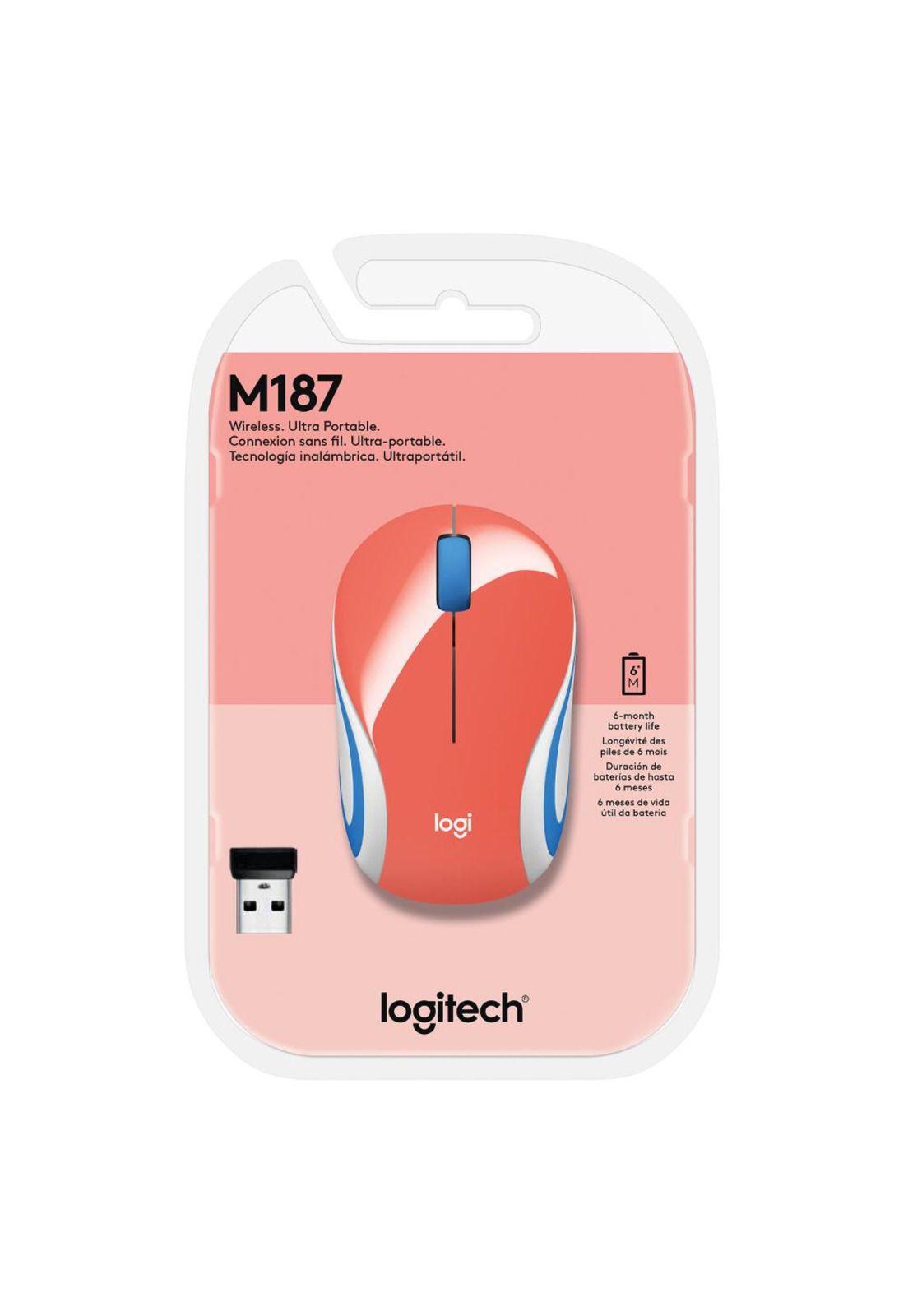 910-005362 MOUSE MINI LOGITECH INALAM M187 REFRESH CORAL-2