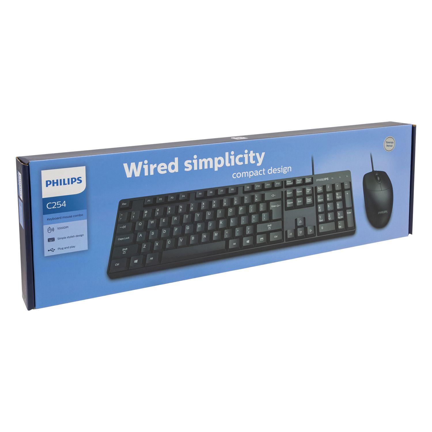 Combo teclado mouse alámbrico Philips SPT6254 Open Box-0
