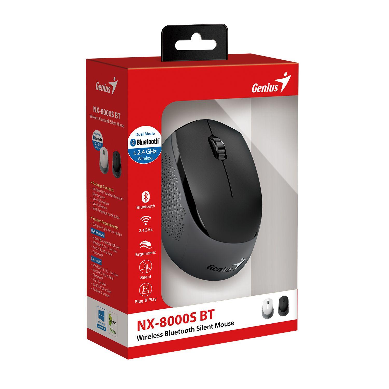 MOUSE BLUETOOTH Y 2.4 GHZ NX-8000S NEGRO SILENCIOSO-2