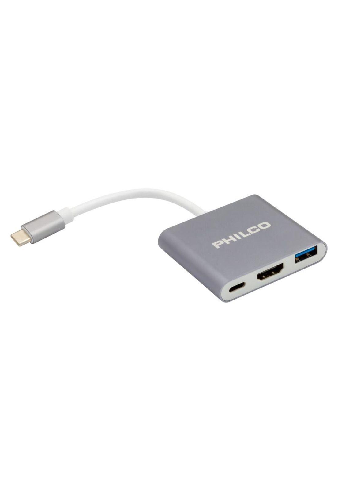 ADAPTADOR 3 EN 1 USB TIPO C A HDMI + USB3.0 PHILCO-3