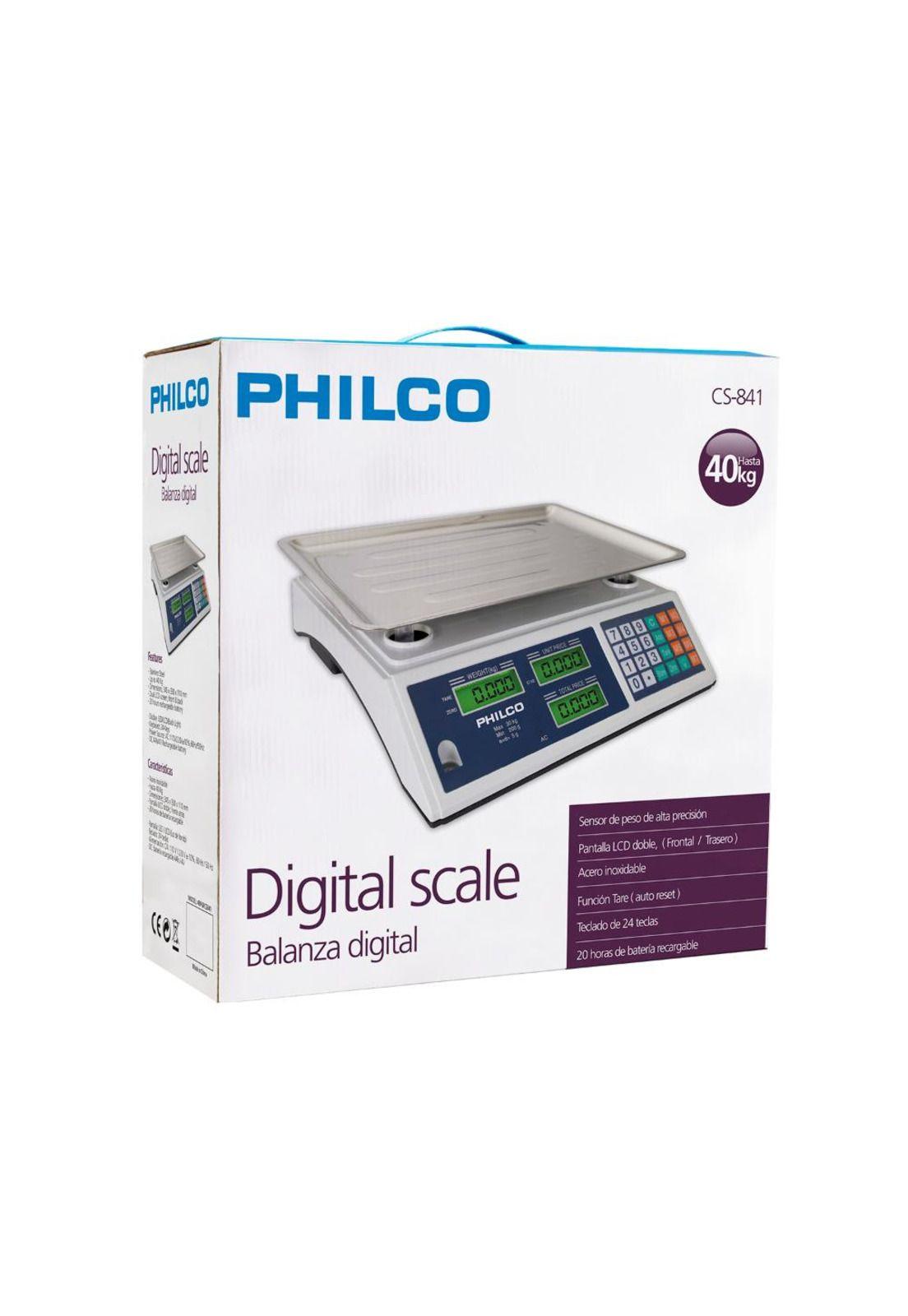 BALANZA DIGITAL 40 KG PHILCO ACERO INOX.-3