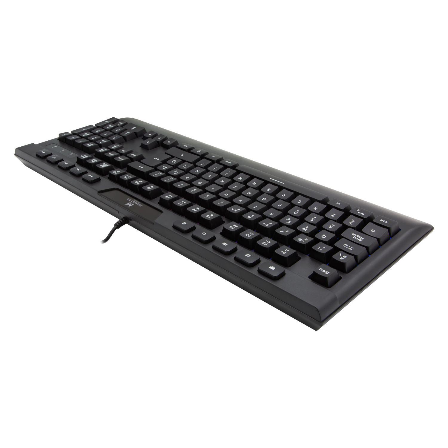 TECLADO GAMER MONSTER INCEPTION QWERTY COLOR NEGRO CON LUZ Multicolor Open box-8