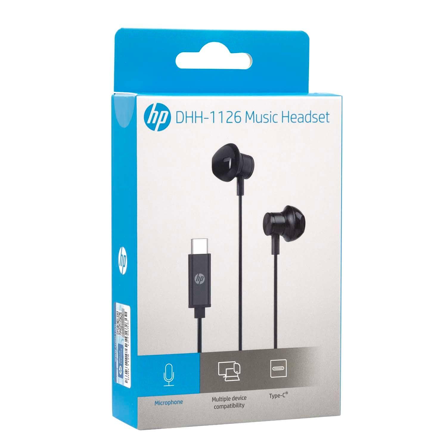 AUDÍFONOS MANOS LIBRES HP IN EAR DHH-1126 TYPE C NEGRO-2