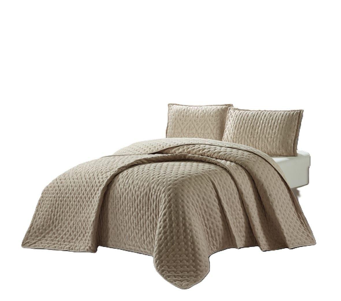 cobertores de verano beige de algodon dos plazas-1