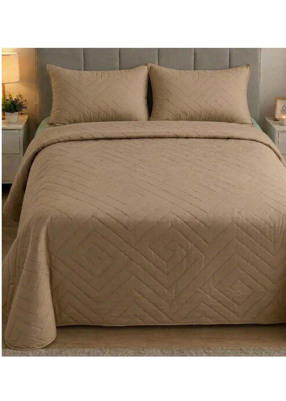 Cobertor de verano liso texturizado para 2 plazas beige-0