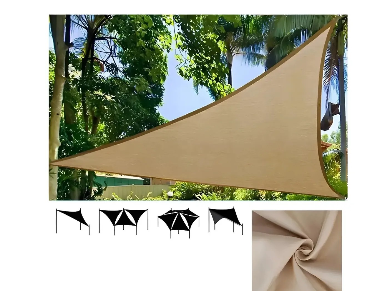 Toldo Vela Sombra Triangular 3x3x3  Impermeable Beige-4