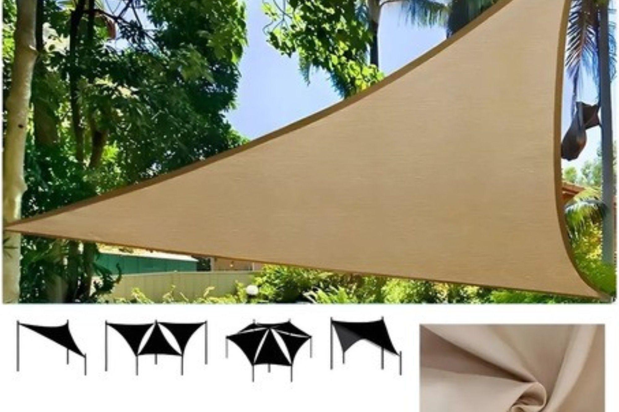 Toldo Vela Sombra Triangular 5x5x5 Genérico, Impermeable Beige-2