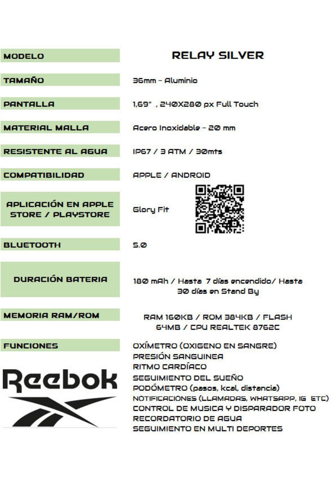 RELOJ SMARTWATCH REEBOK UNISEX RELAY-SILVER-5