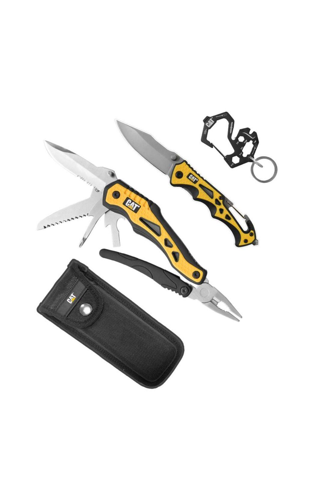 SET DE 3 PCS MULTIHERRAMIENTA, CUCHILLO Y LLAVERO CAT 240357 PARA REGALO-1