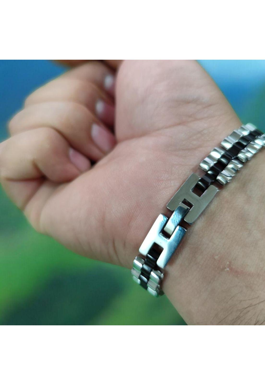 Pulsera de Hombre Cat J018B00112 Negro-Plateado-7