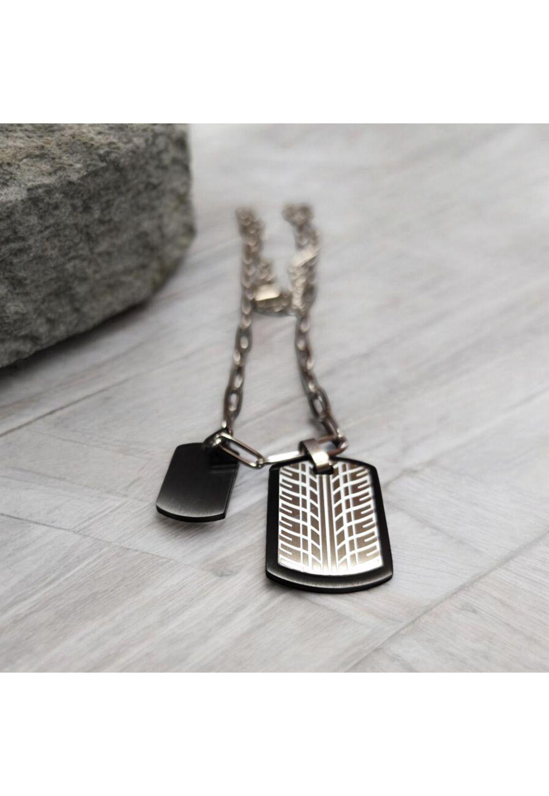 Cadena de Hombre Cat J003N00121 Plateado-Negro-3