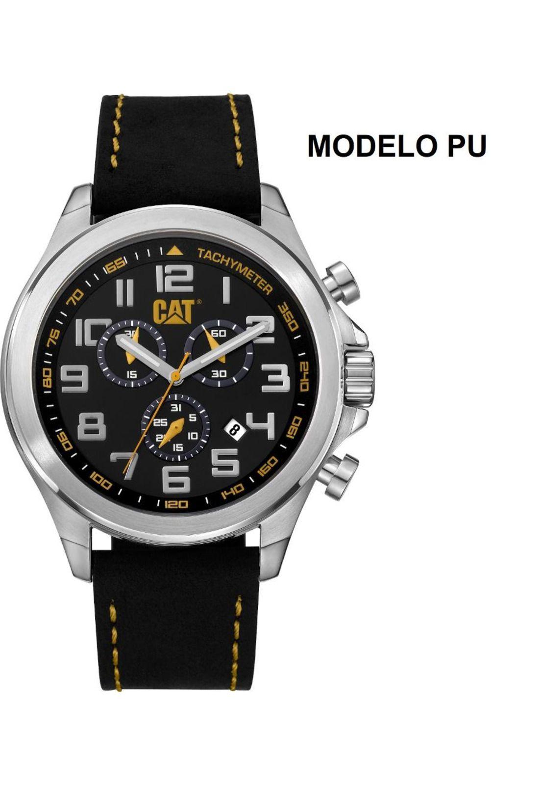 CORREA PULSERA CAT HOMBRE PU NEGRO AMARILLO-2