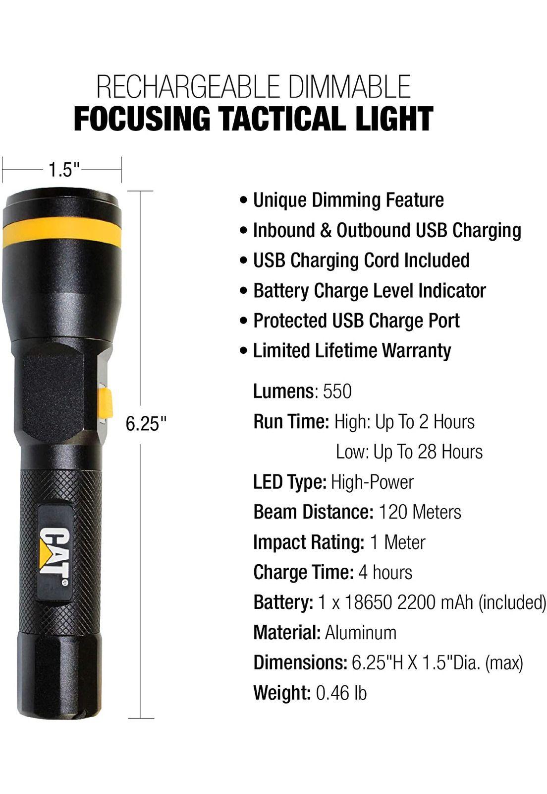 LINTERNA LED TACTICA ENFOQUE REGULABLE CAT CT2505 LUMENES 550-3