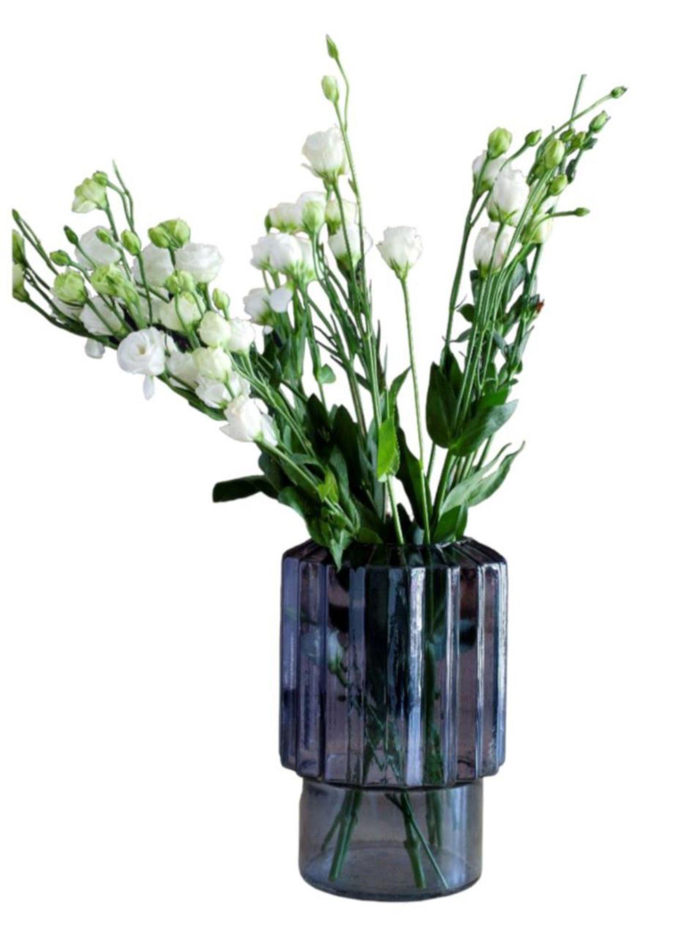 Florero  vidrio bianca blue 23 cms-0