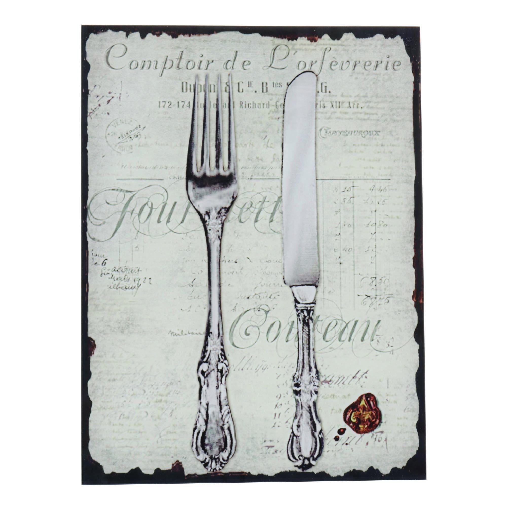 Cuadro vidrio cubiertos 30x40 cms couteau-0