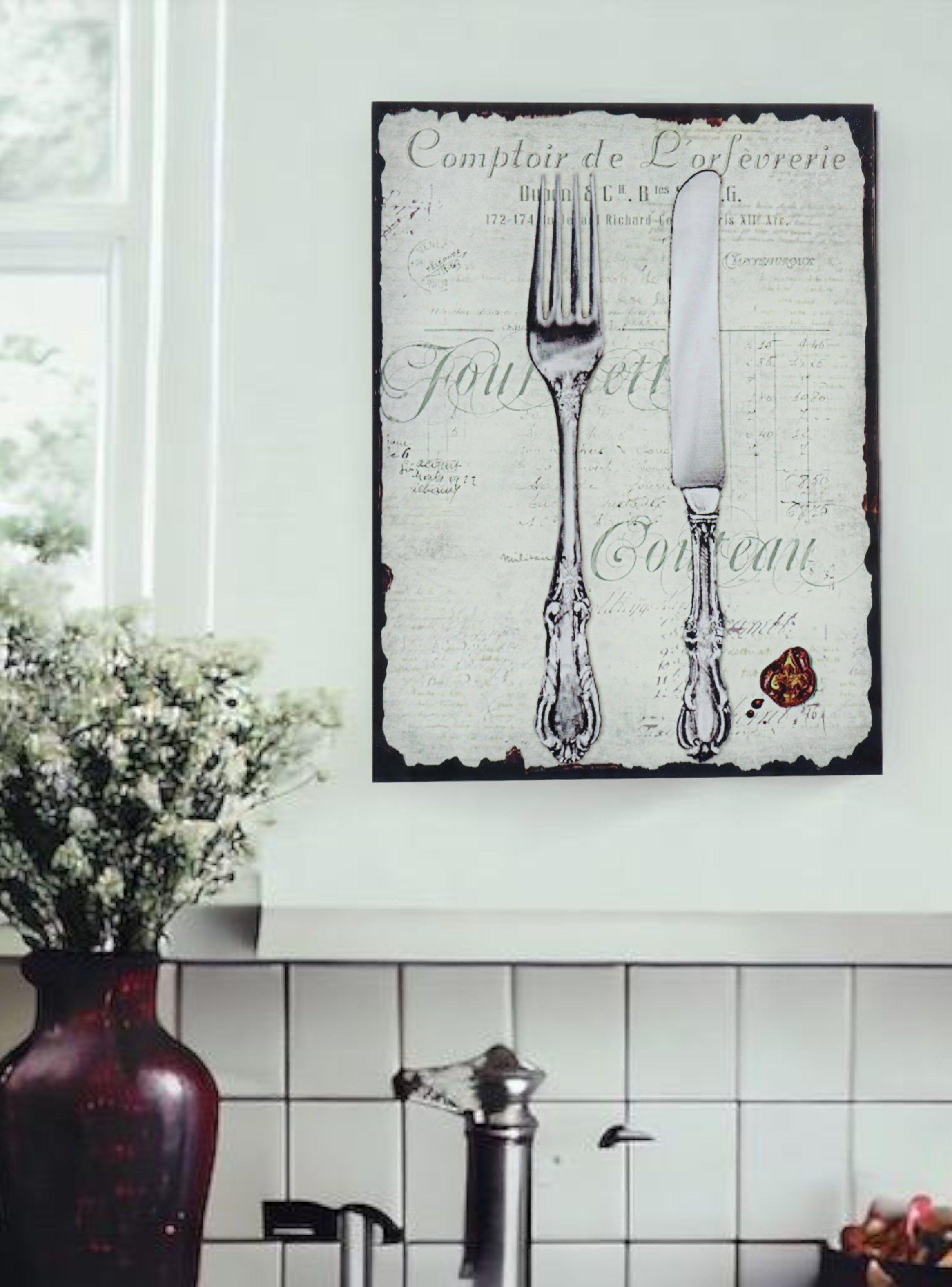 Cuadro vidrio cubiertos 30x40 cms couteau-1
