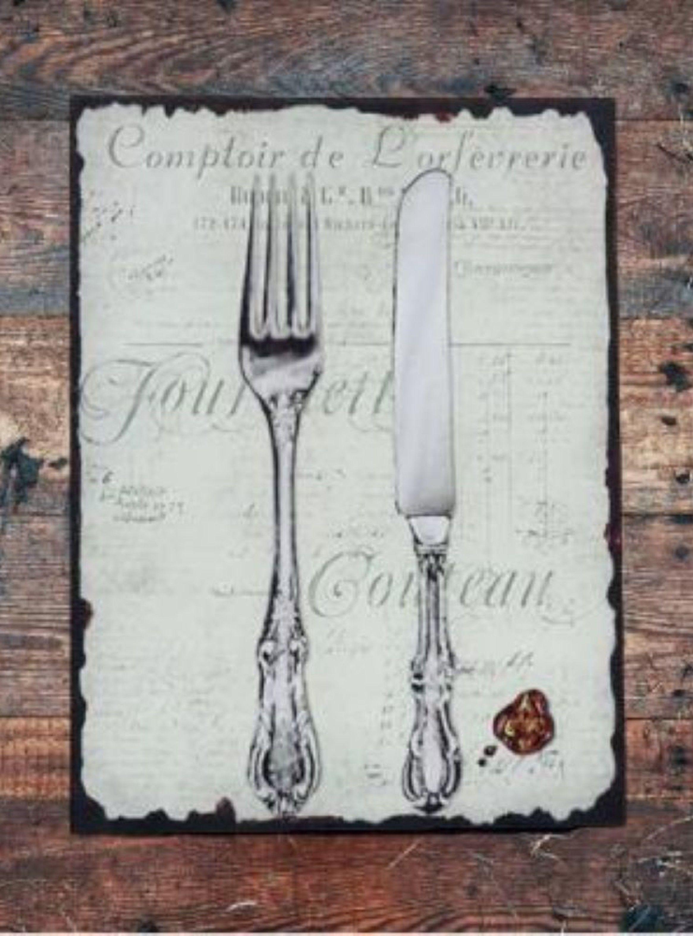 Cuadro vidrio cubiertos 30x40 cms couteau-2