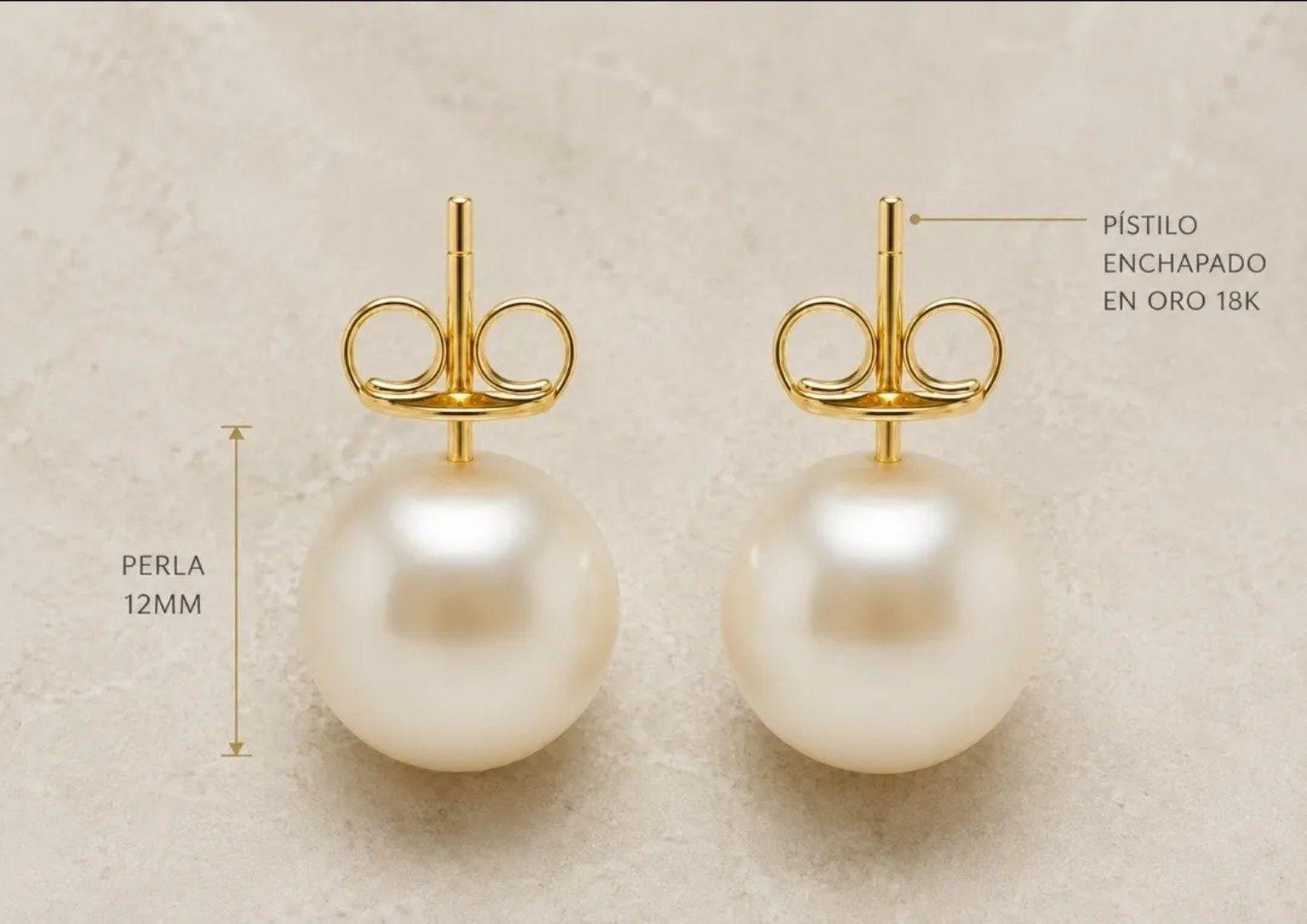 Aros de Perla Enchapados en Oro 18K 12mm para Mujer-2