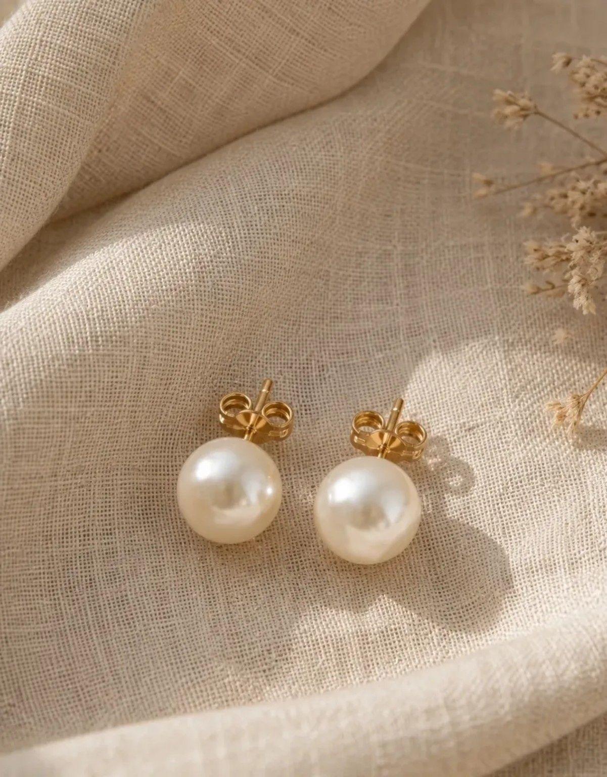 Aros de Perla Enchapados en Oro 18K 12mm para Mujer-3
