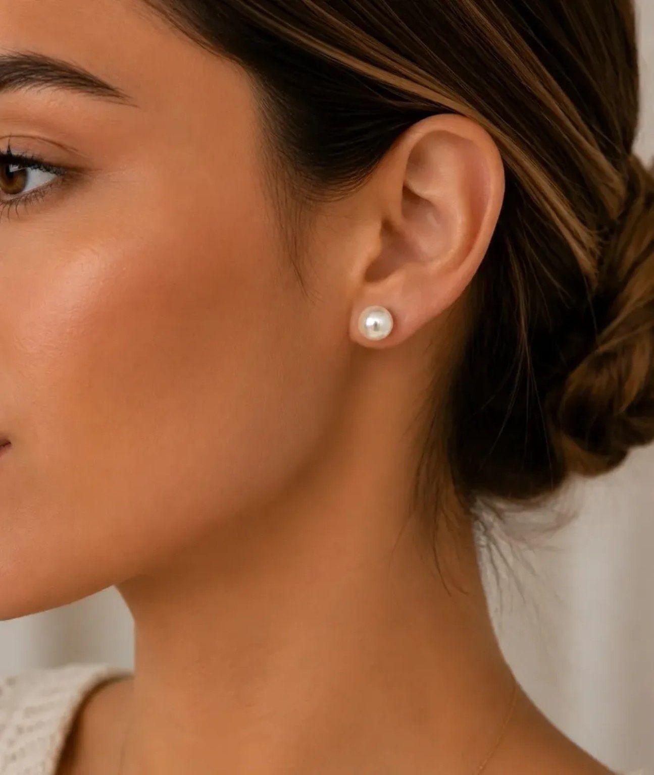 Aros de Perla Enchapados en Oro 18K 12mm para Mujer-4