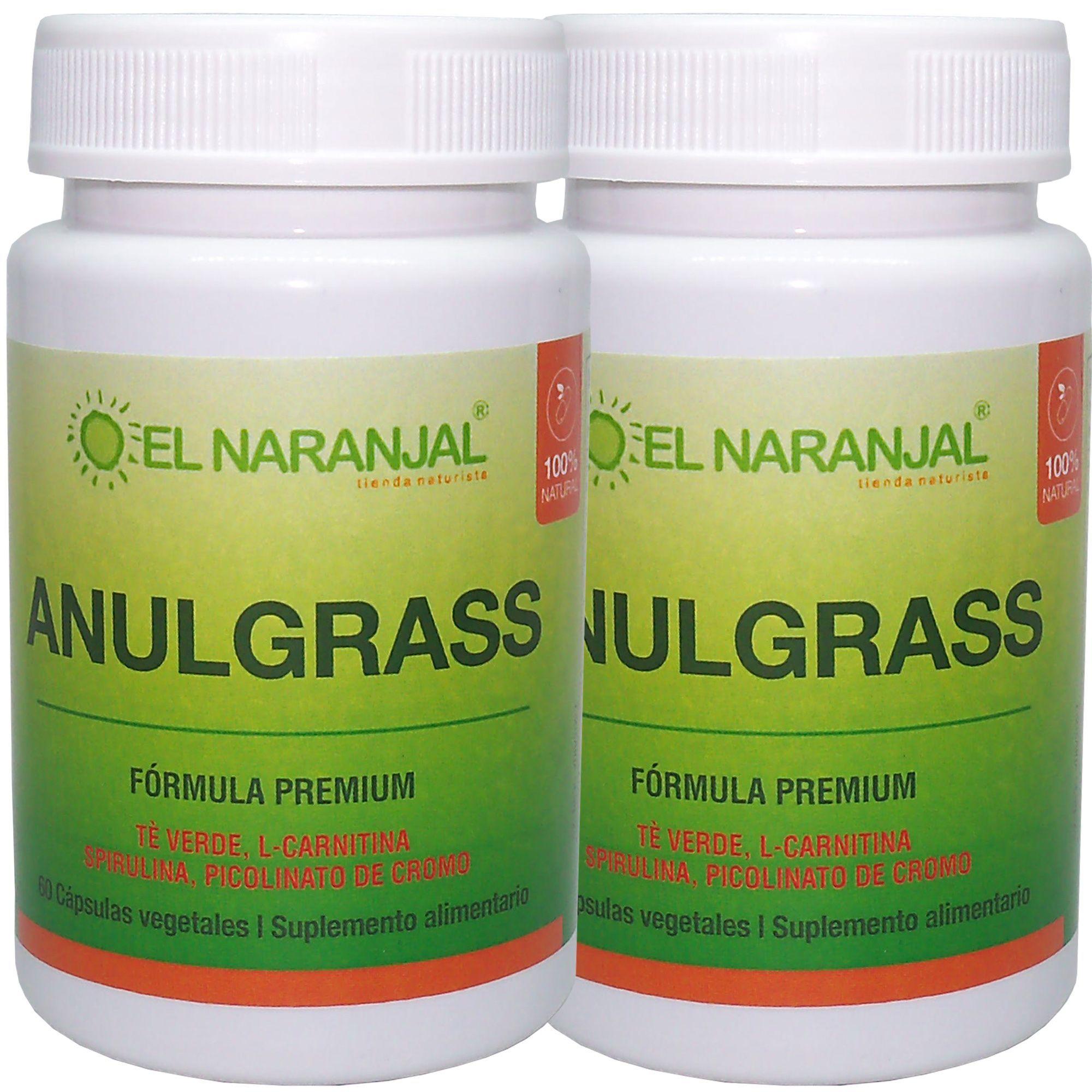 ANULGRASS TE VERDE L-CARNITINA SPIRULINA PICOLINATO DE CROMO 60 CAPSULAS VEGETALES - 600 MG - 2 PACK-0
