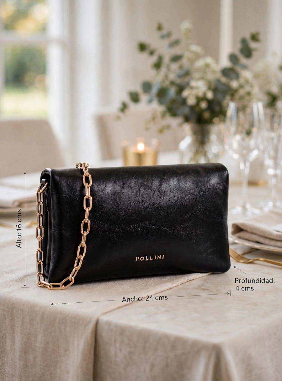 Cartera Fiesta efecto metalizado y Cadena Pollini - POM088X-1