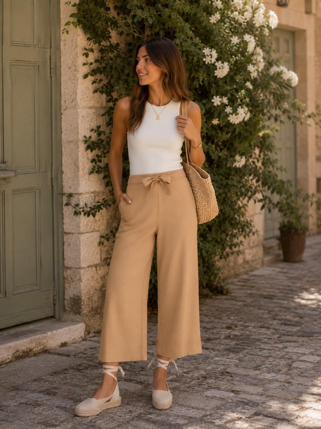 Pantalón Lino Palazzo Mujer Panama Jack - K847-0