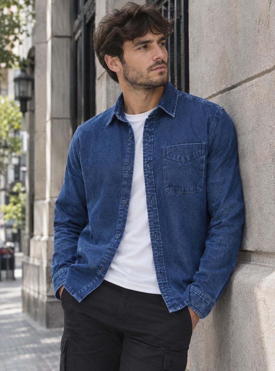 Camisa Hombre Denim Manga Larga Casual Panama Jack - L965-0