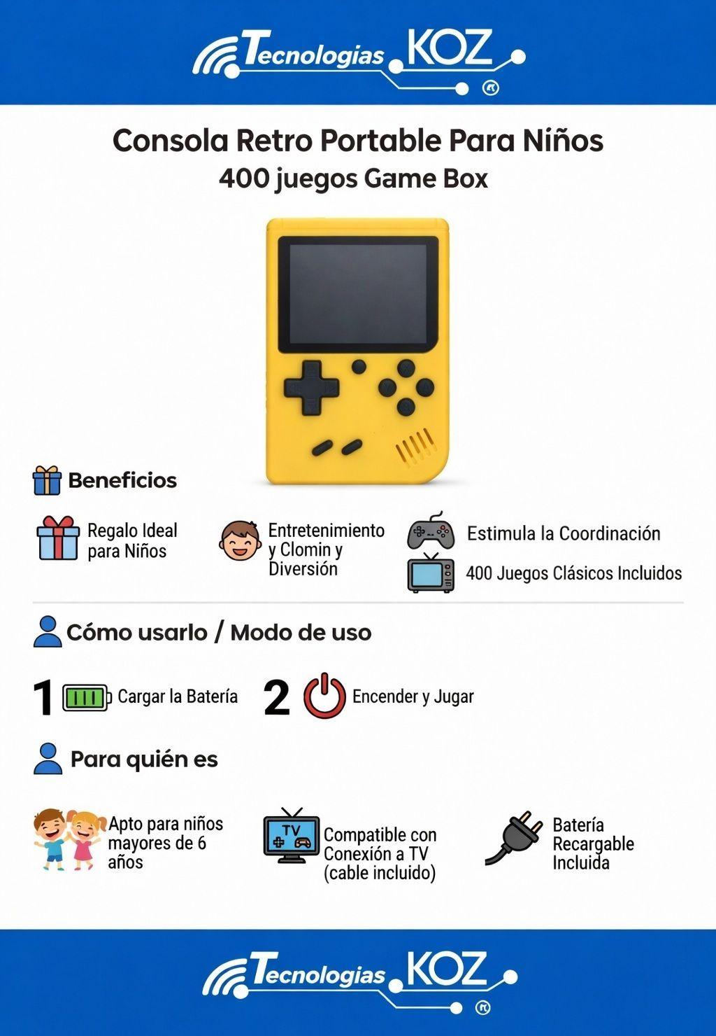 Consola Retro Portátil Game Box | 400 Juegos Clásicos en 1-3