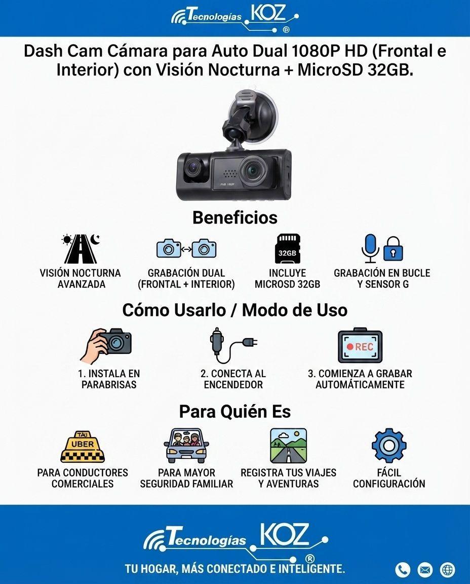 Cámara de Video Para Vehiculos Delantera y Trasera Con Vision Nocturna IR Baideluo 32G-3