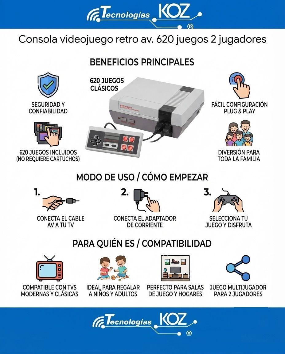 Consola videojuego retro av 620 juegos 2 jugadores-3