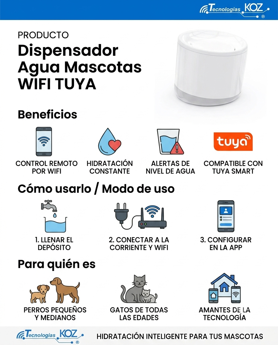 Dispensador de AGUA Inteligente WIFI Tuya App Para Mascotas-3