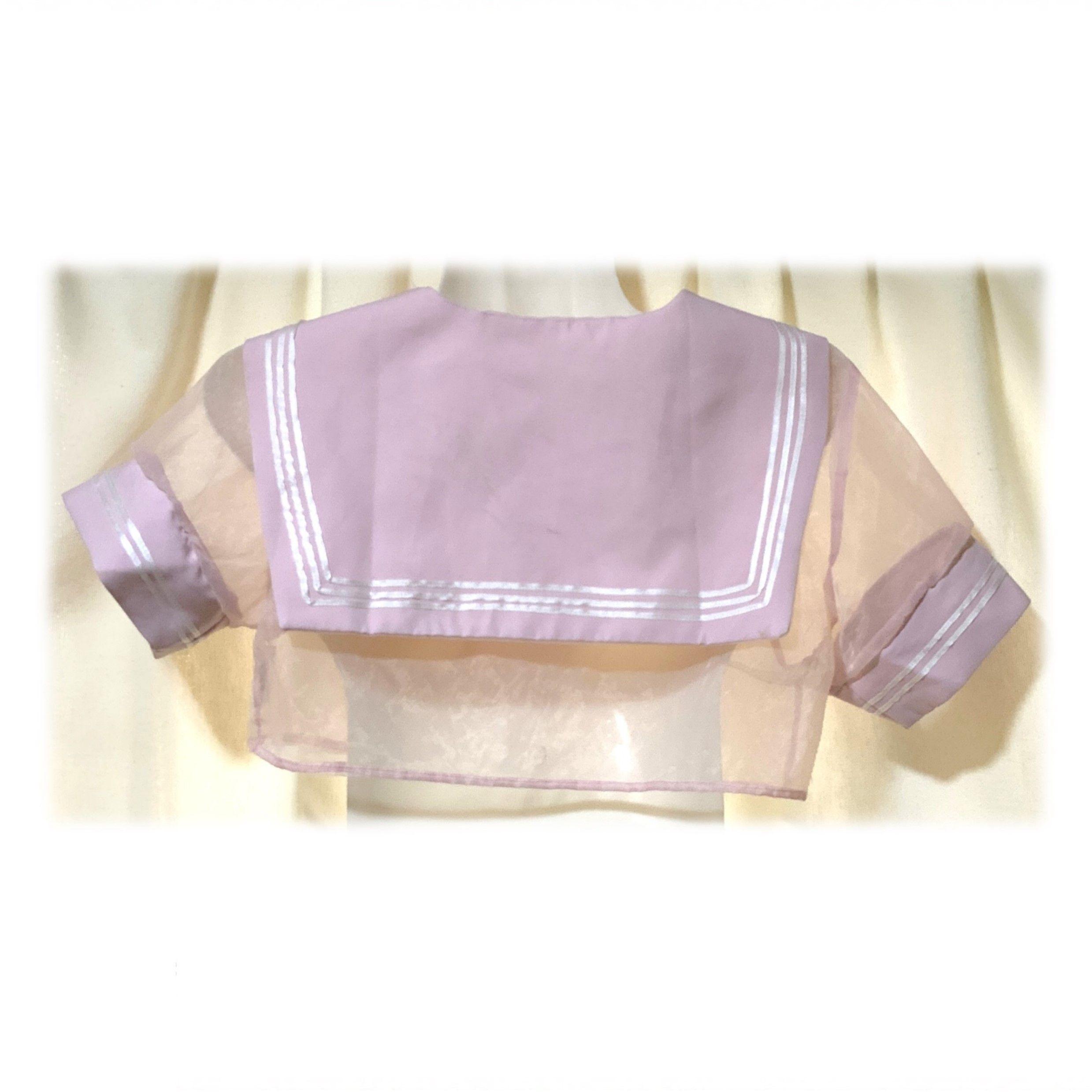 Crop Top Rosa Estilo Marinero Talla Única-2