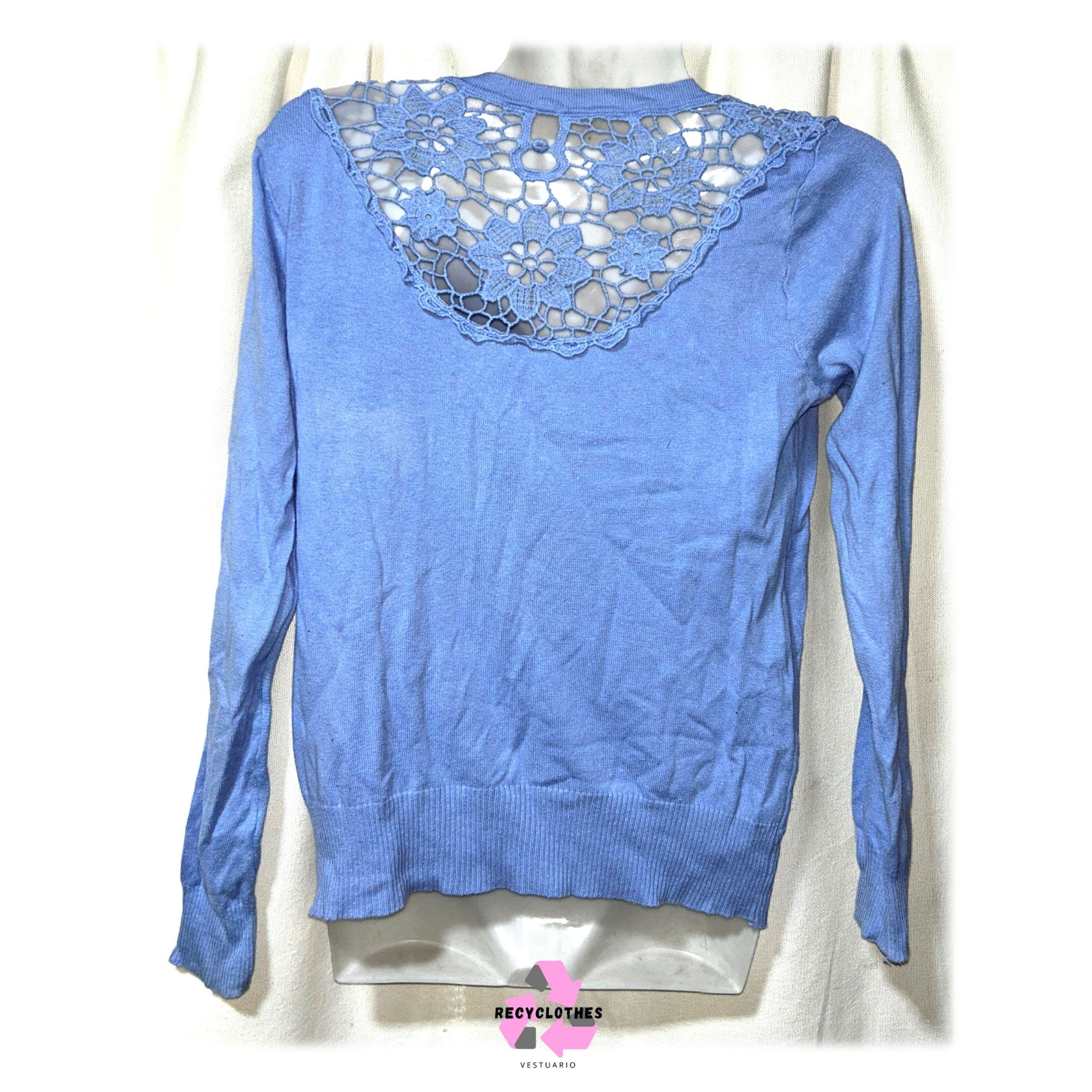 Chaleca Celeste con Espalda de Encaje Talla U-2