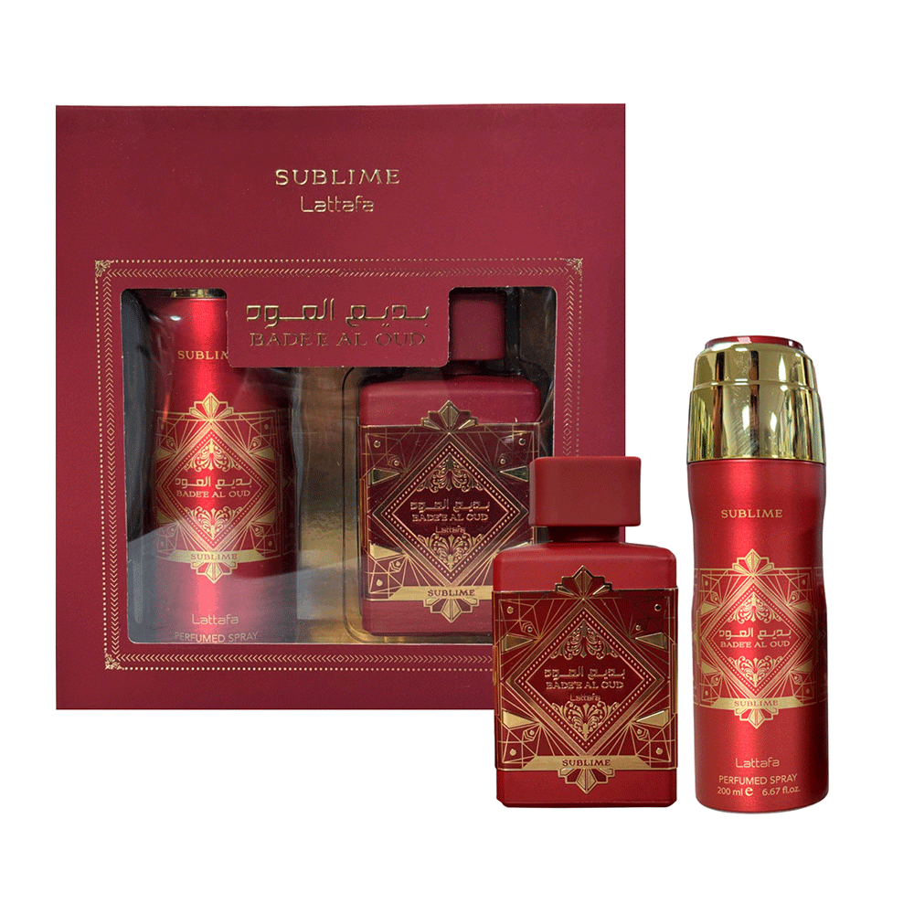 Set Lattafa Badee Al Oud Sublime 100ML + Spray Edp Hombre-0