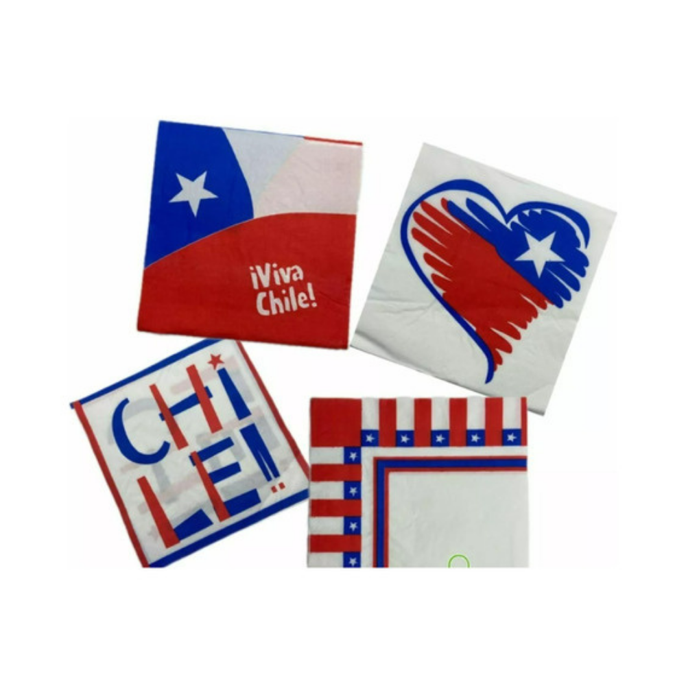 Servilletas Bandera Chile Fiestas Patrias 10undX12-3