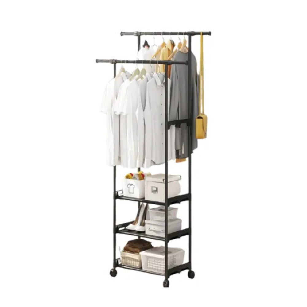 Rack Organizador Doble Para Ropa Perchero Ganchos Portátil-0