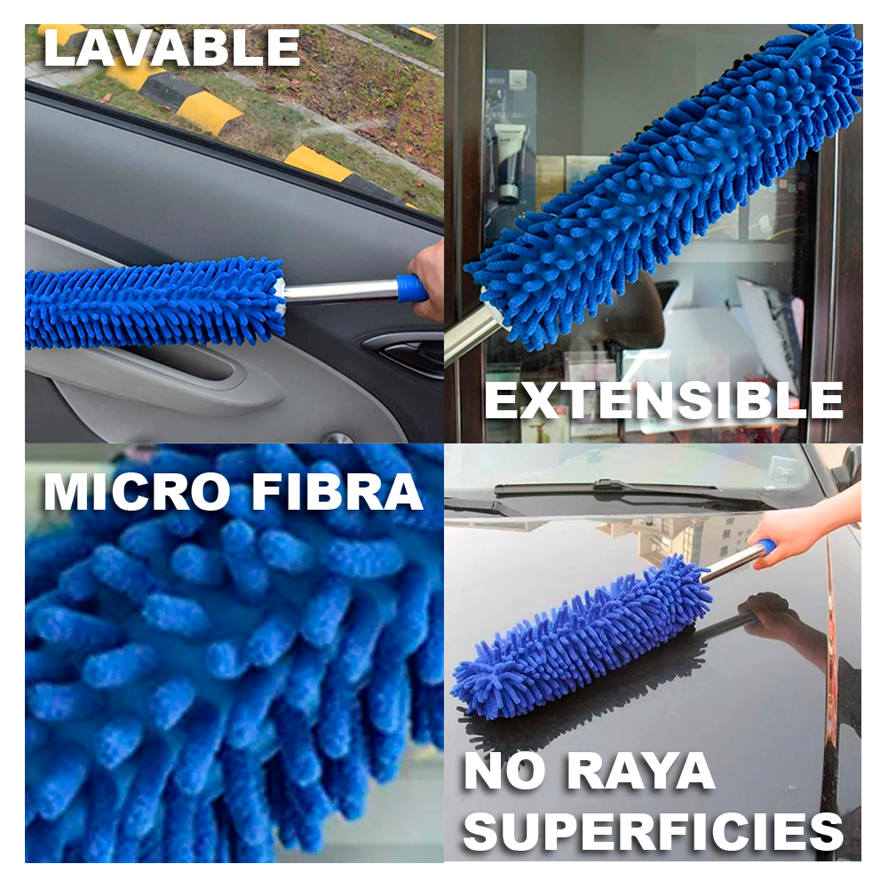 Plumero Microfibra Extensible 1m Atrapa Polvo 360° Flexible-7