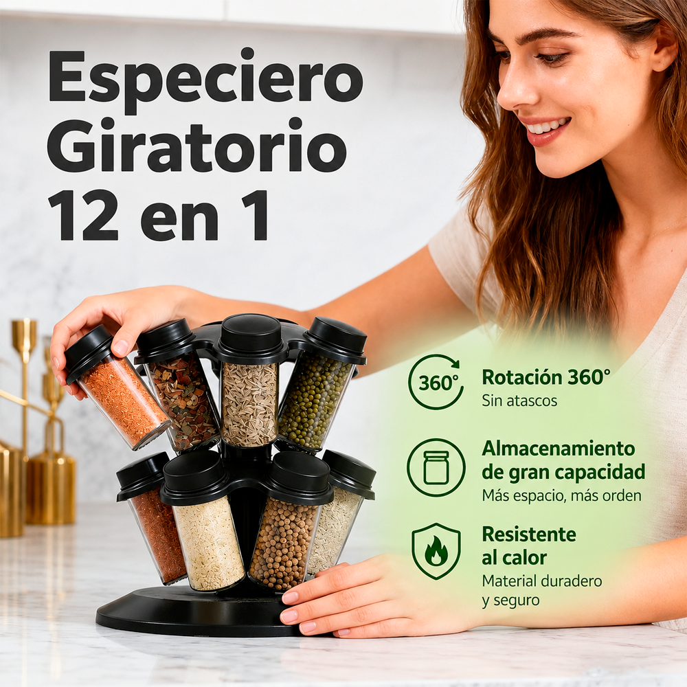 Especiero Giratorio 12 Frascos Condimentero Organizador 360-3