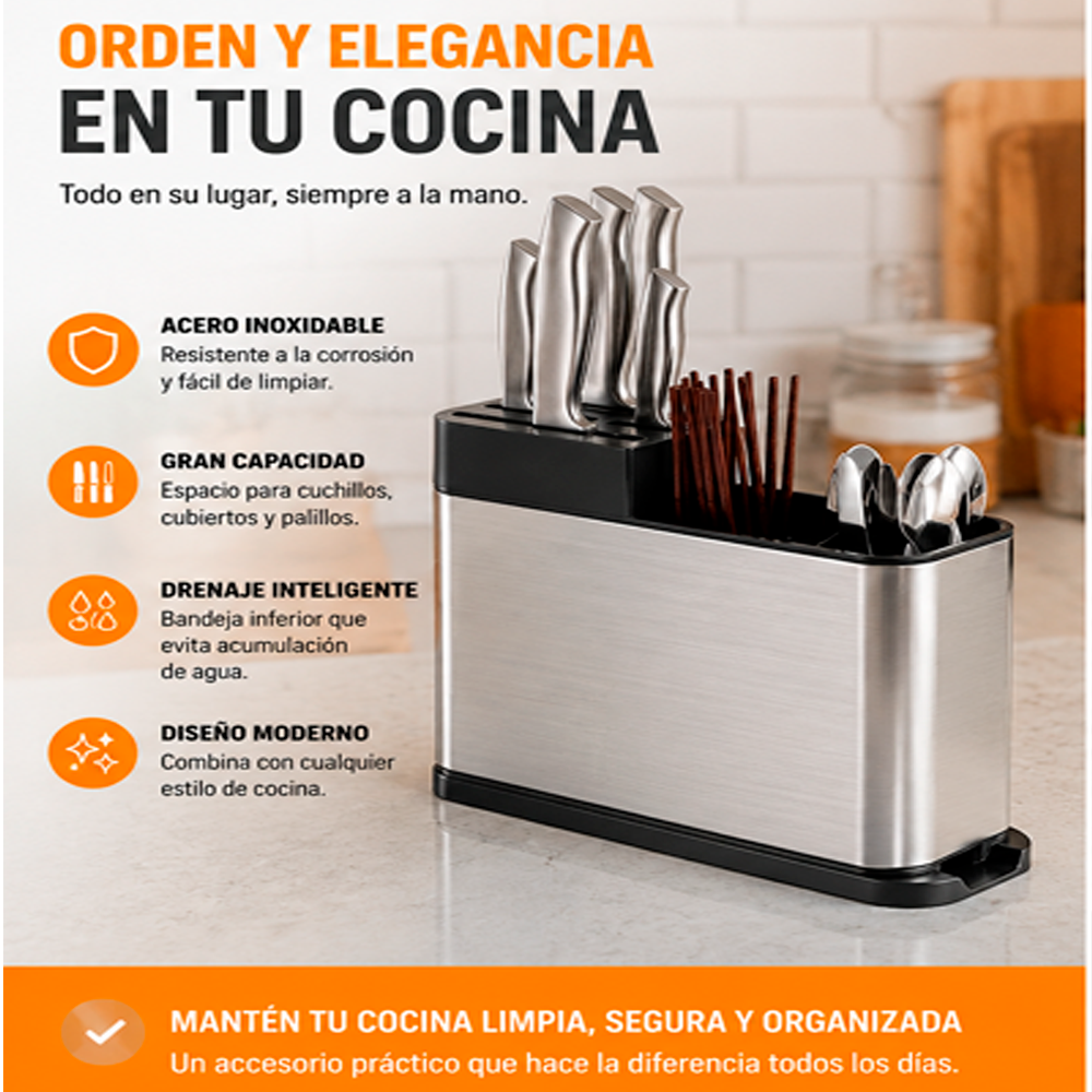 Organizador Porta Cubiertos Escurridor Acero InoxidableOrganizador Porta Cubiertos Escurridor Acero-7