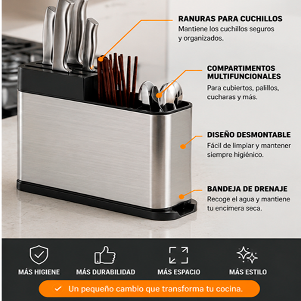 Organizador Porta Cubiertos Escurridor Acero InoxidableOrganizador Porta Cubiertos Escurridor Acero-8