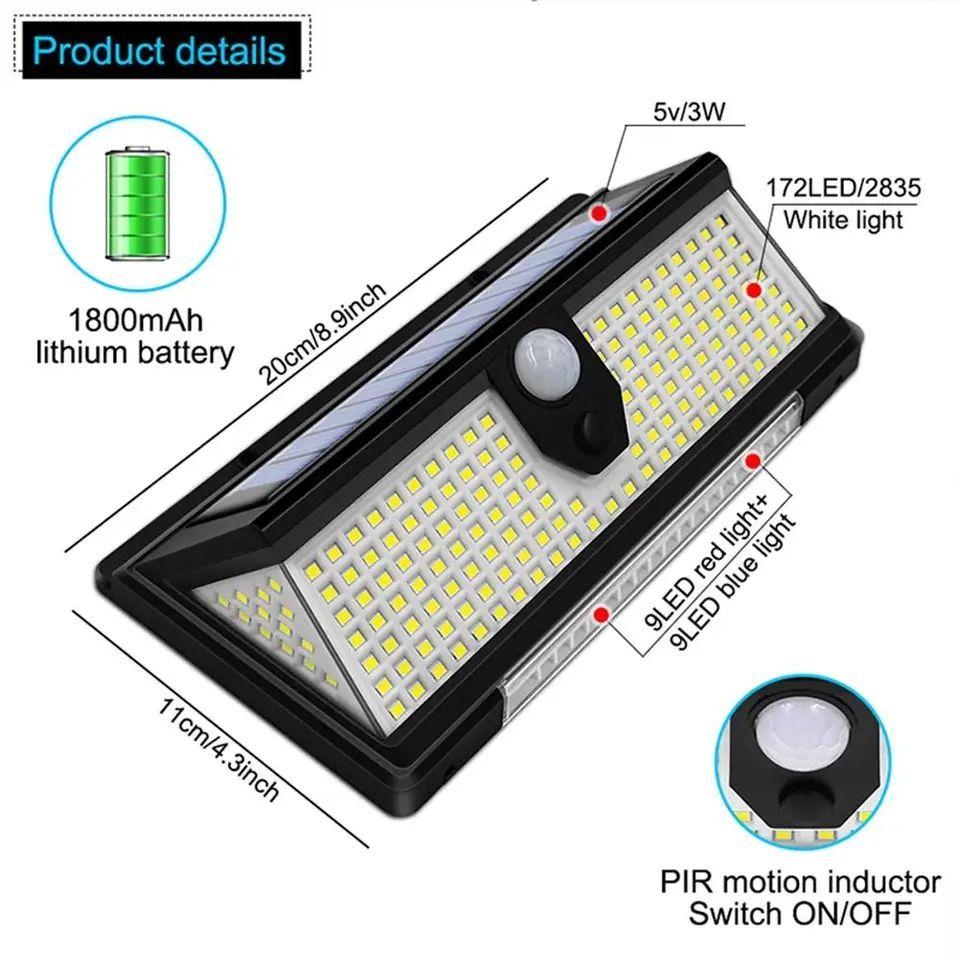 Foco Solar Con Sensor De Movimiento Exterior 190 Led-3