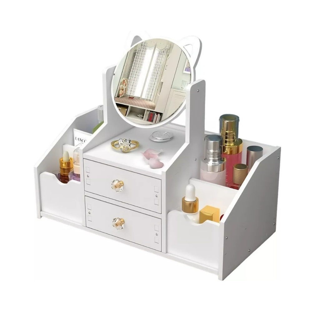 Organizador De Maquillaje Con Espejo Y Cajones Mujer-0